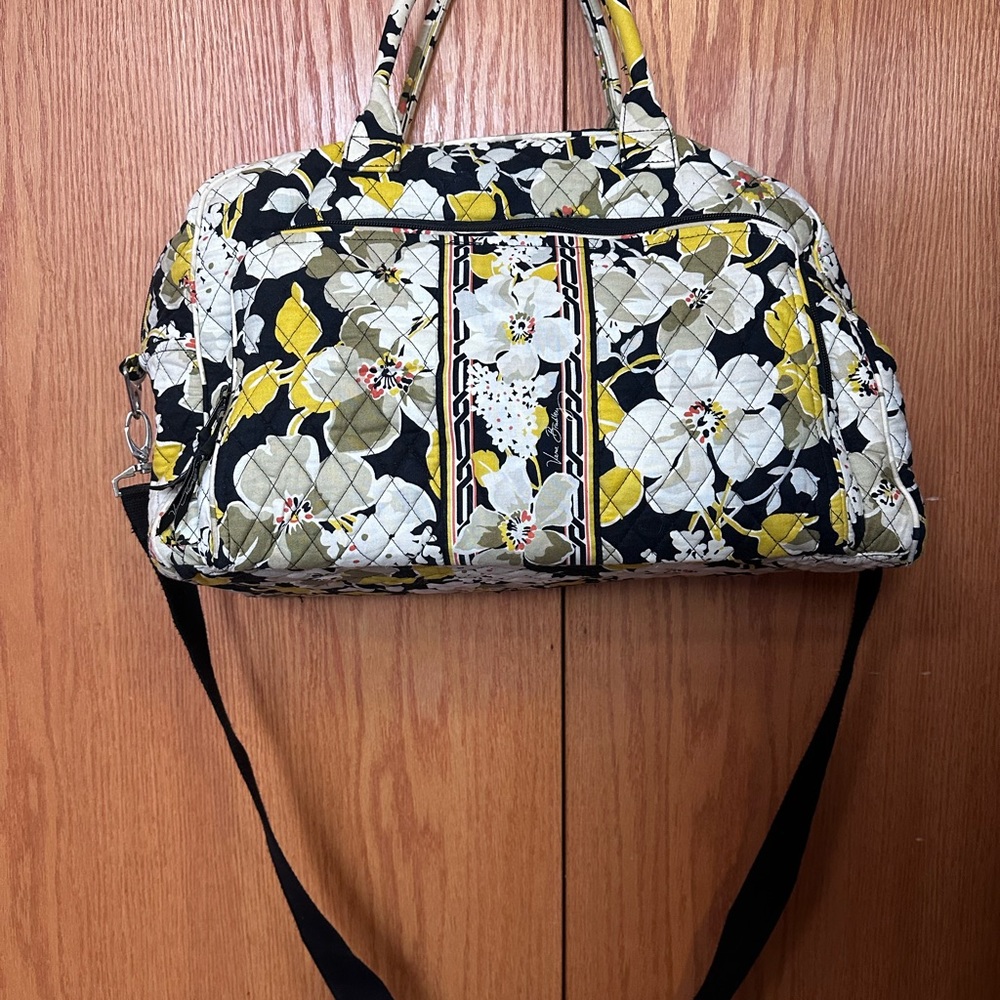 Vera Bradley Weekender Duffel Bag Dogwood Yellow Black